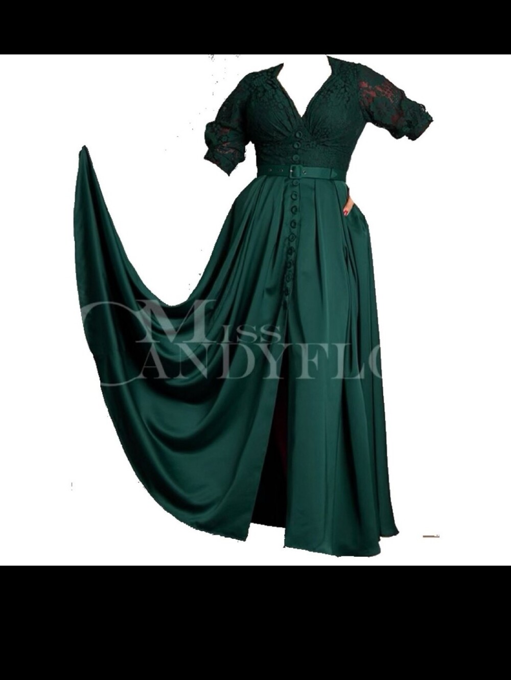 Miss candyfloss emerald green dressing gown lace bodice